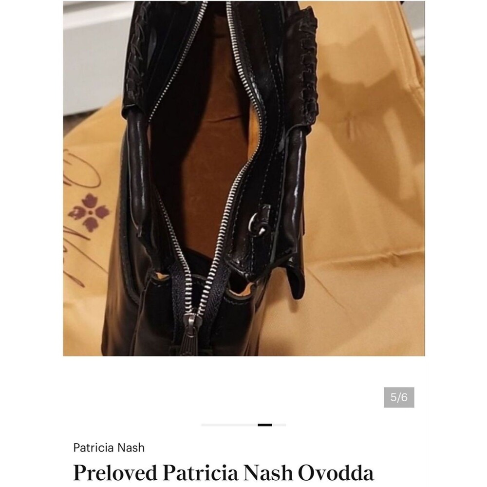 Patricia Nash Black Leather Buckle-Front Satchel - Picture 4 of 4